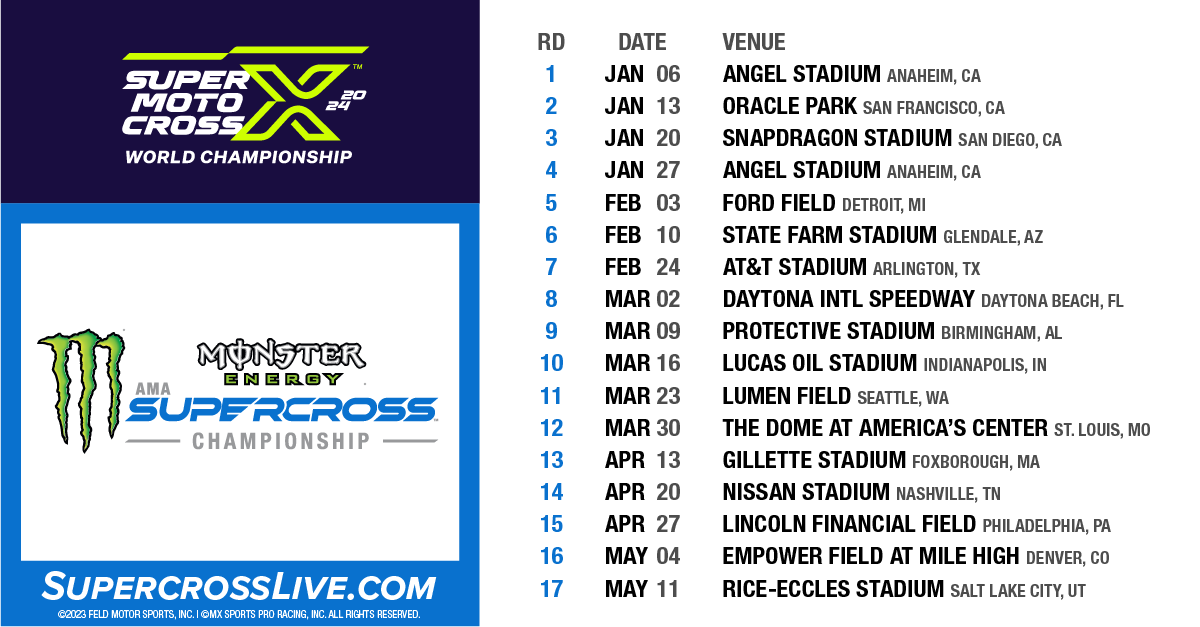 Monster Energy Supercross Schedule 2024 Flore Jillana